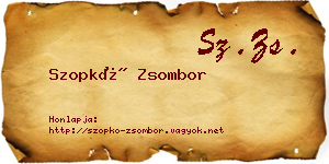 Szopkó Zsombor névjegykártya